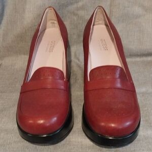 Guess by Marciano Red Leather Vintage Y2K Platform Loafers